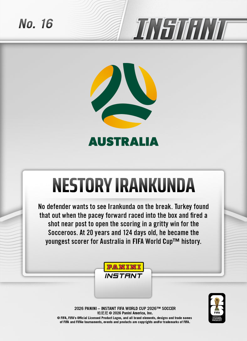 Nestory Irankunda - 2026 Panini Instant FIFA World Cup 2026™ #16