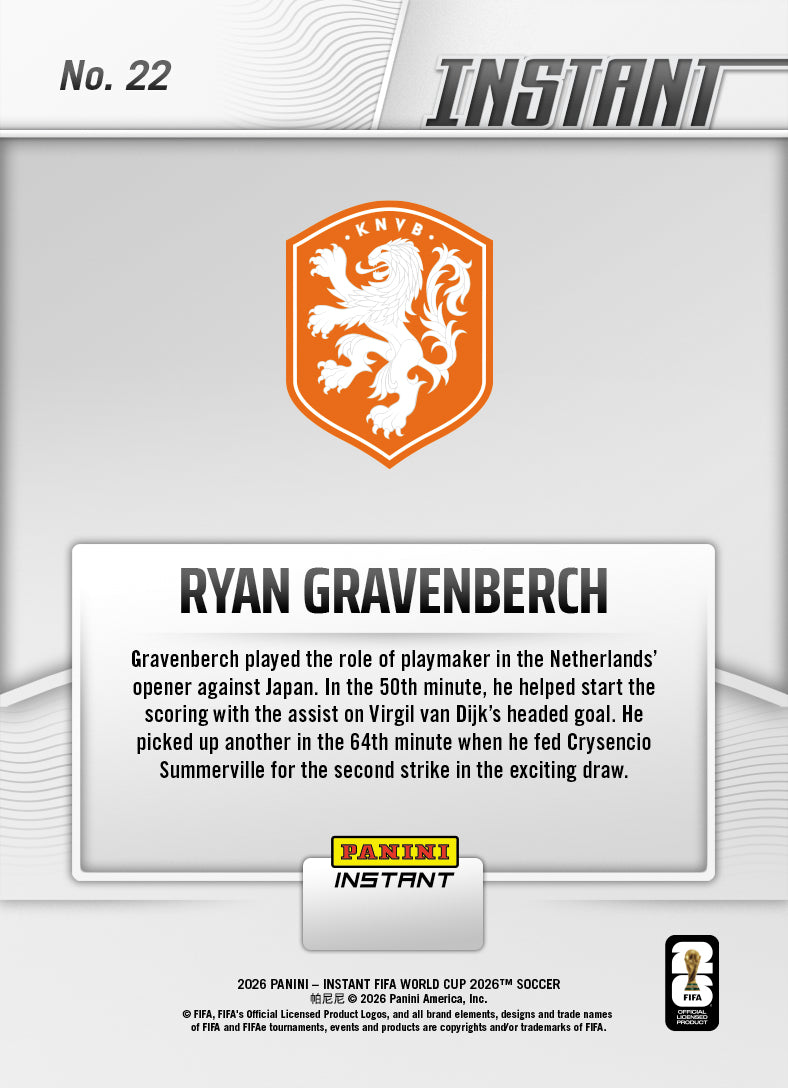 Ryan Gravenberch - 2026 Panini Instant FIFA World Cup 2026™ #22