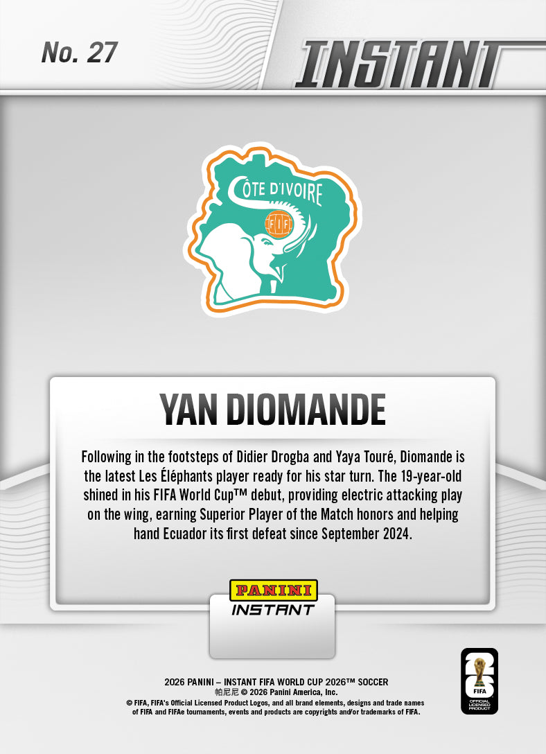 Yan Diomande - 2026 Panini Instant FIFA World Cup 2026™ #27
