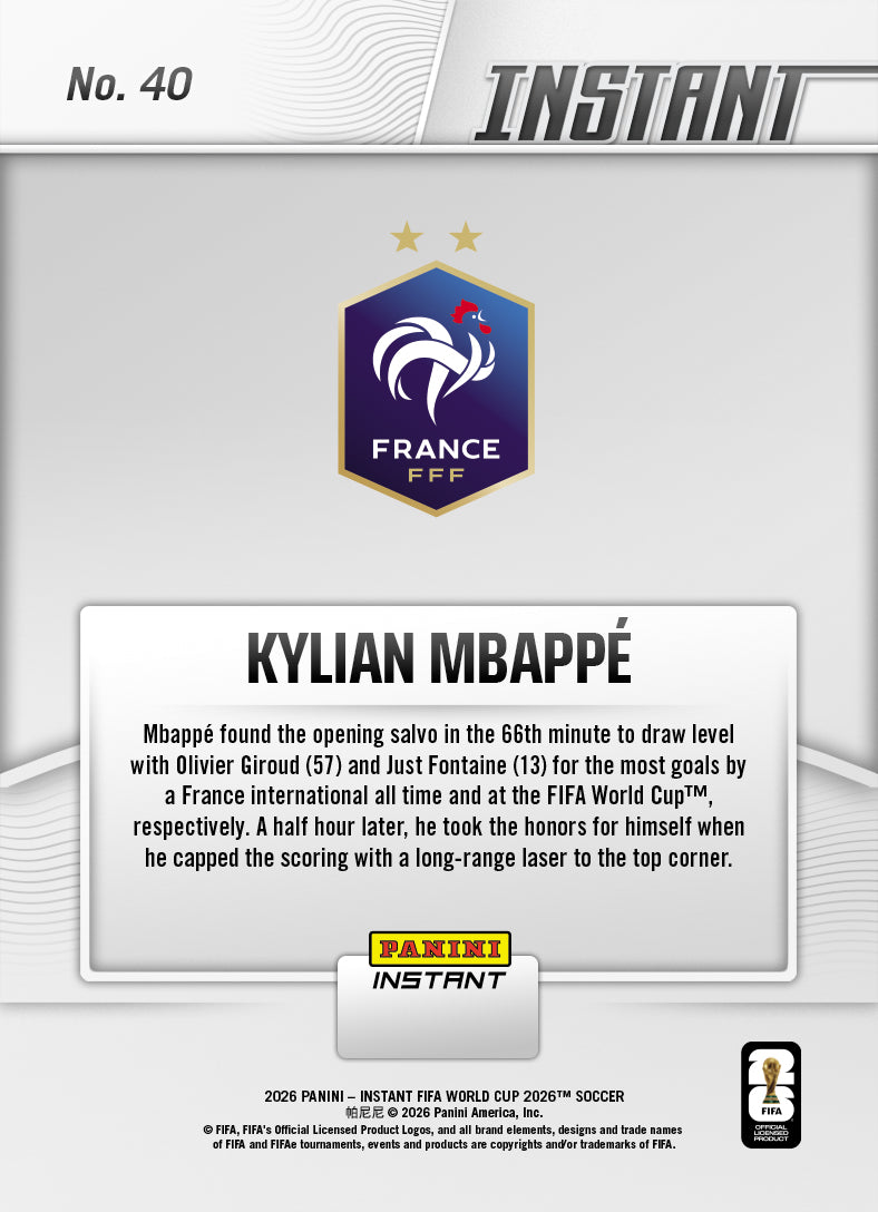 Kylian Mbappe - 2026 Panini Instant FIFA World Cup 2026™ #40