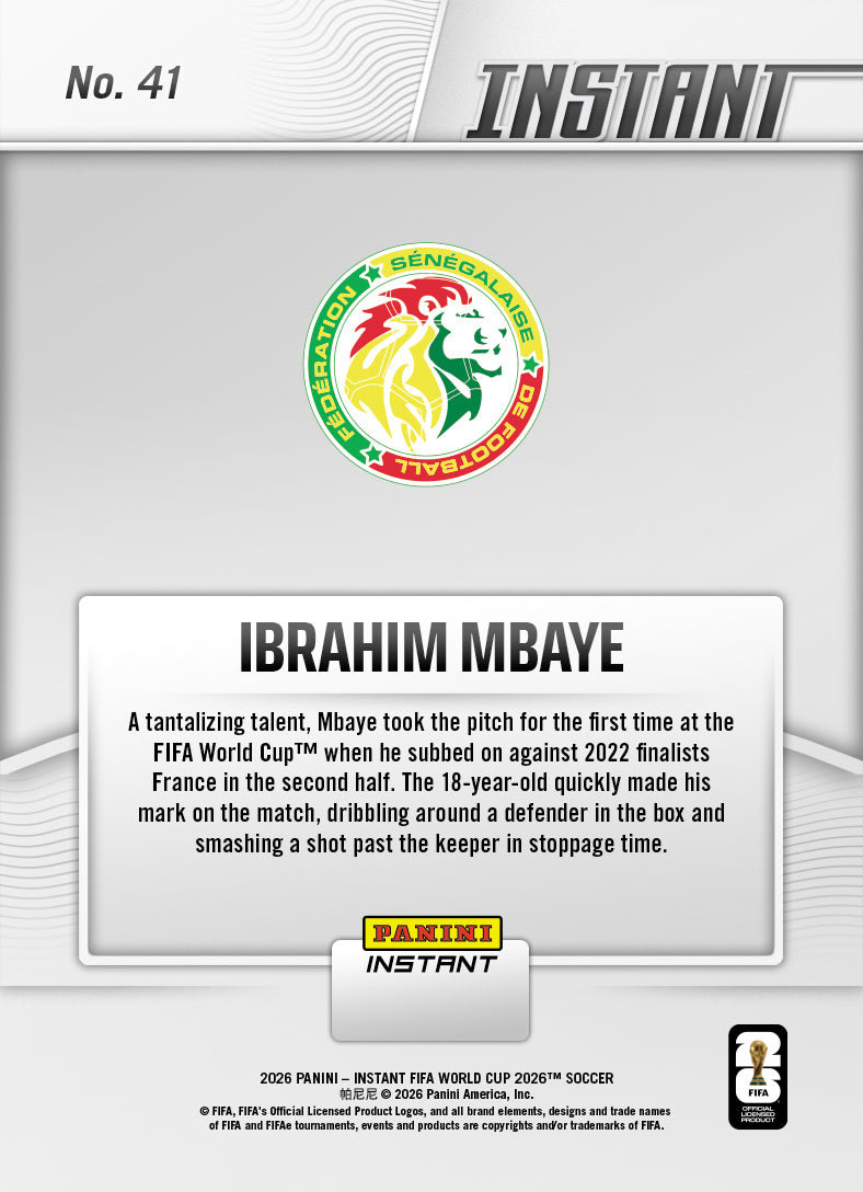 Ibrahim Mbaye - 2026 Panini Instant FIFA World Cup 2026™ #41
