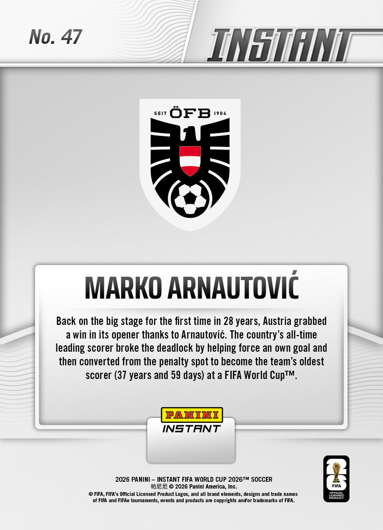 Marko Arnautovic - 2026 Panini Instant FIFA World Cup 2026™ #47