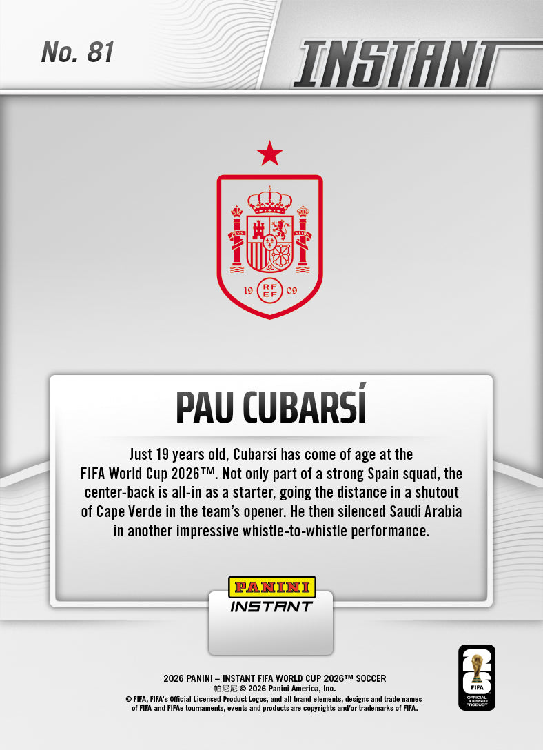 Pau Cubarsi - 2026 Panini Instant FIFA World Cup 2026™ #81