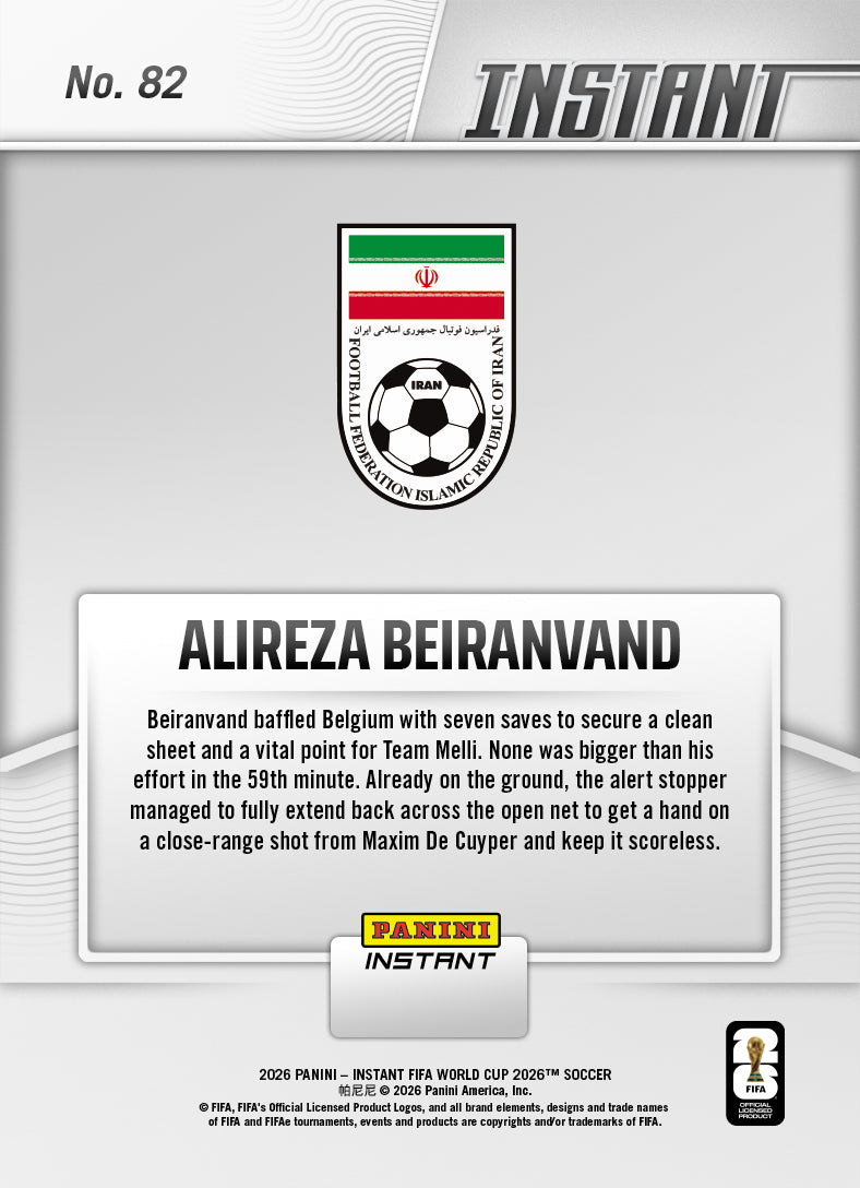 Alireza Beiranvand - 2026 Panini Instant FIFA World Cup 2026™ #82