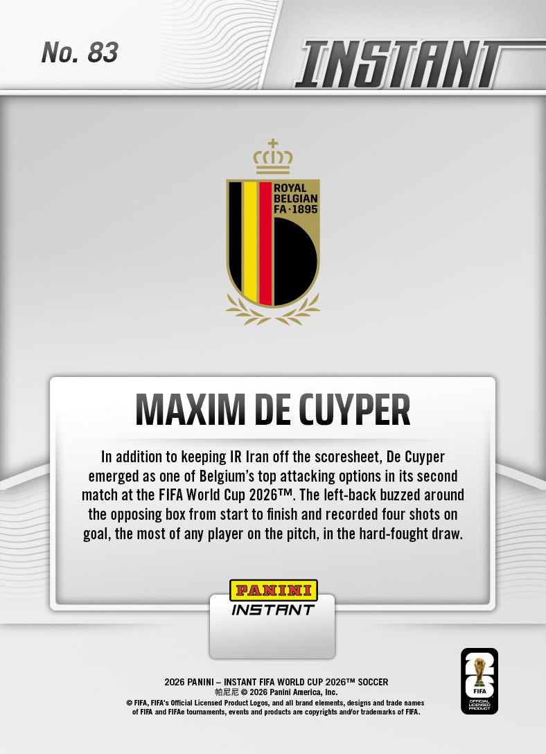 Maxim De Cuyper - 2026 Panini Instant FIFA World Cup 2026™ #83