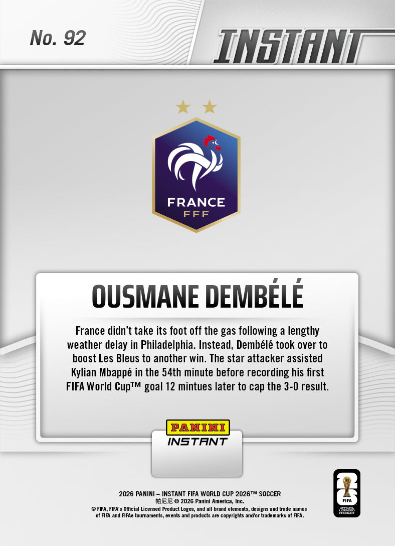 Ousmane Dembele - 2026 Panini Instant FIFA World Cup 2026™ #92