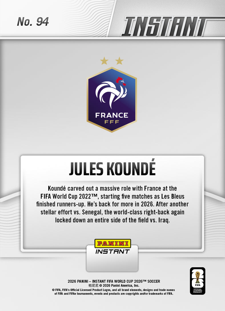 Jules Kounde - 2026 Panini Instant FIFA World Cup 2026™ #94