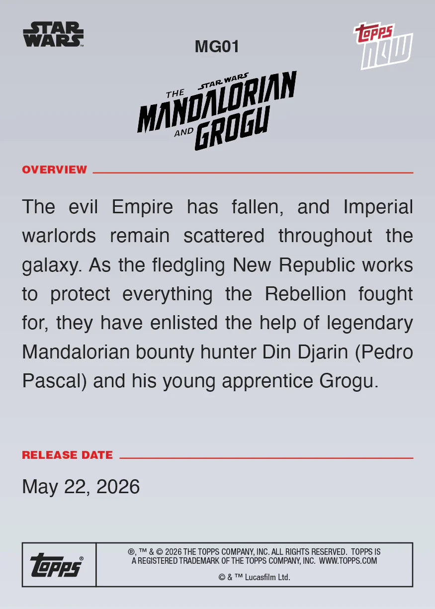 [5/27限時預購] 2026 Star Wars Topps NOW® The Mandalorian and Grogu