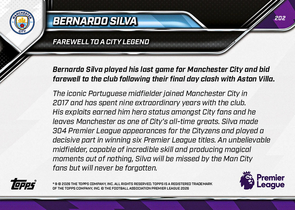[6/2限時預購] Bernardo Silva - 2025-26 Premier League Topps NOW® - Card 202