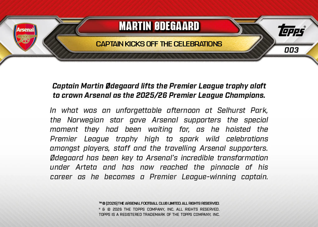[5/31限時預購] Martin Ødegaard - 2025-26 Arsenal FC Topps NOW® - Card 7