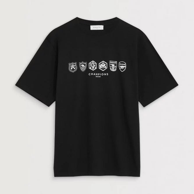 Arsenal Where We Belong 25/26 Black Crew T-Shirt