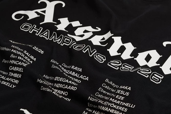 Arsenal Champions Squad 25/26 Black Crew T-Shirt