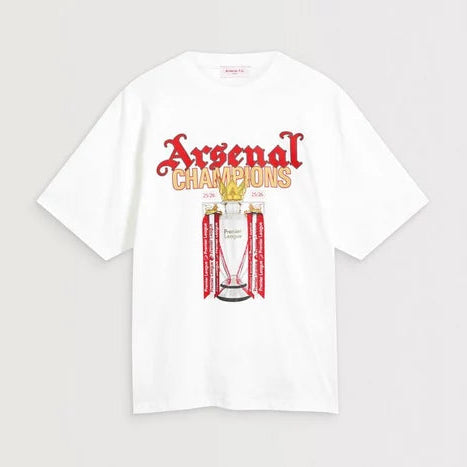 Arsenal Premier League Champions 25/26 White Crew T-Shirt