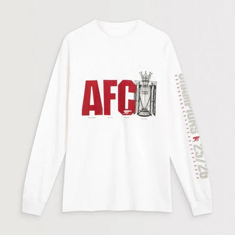 Arsenal Champions 25/26 White Long Sleeved T-Shirt